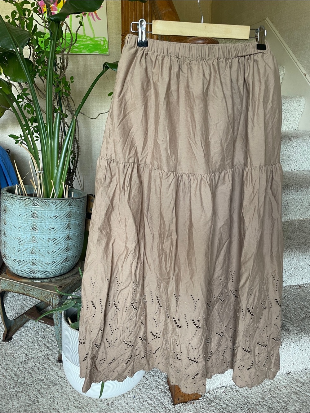 St. john's Bay Beige Tiered Eyelet Maxi Skirt - Women